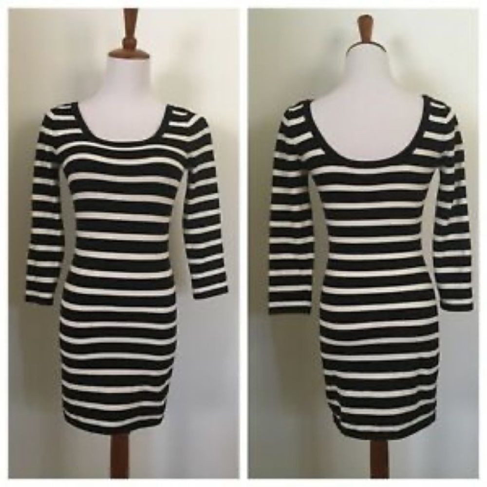 Striped bodycon sweater dress